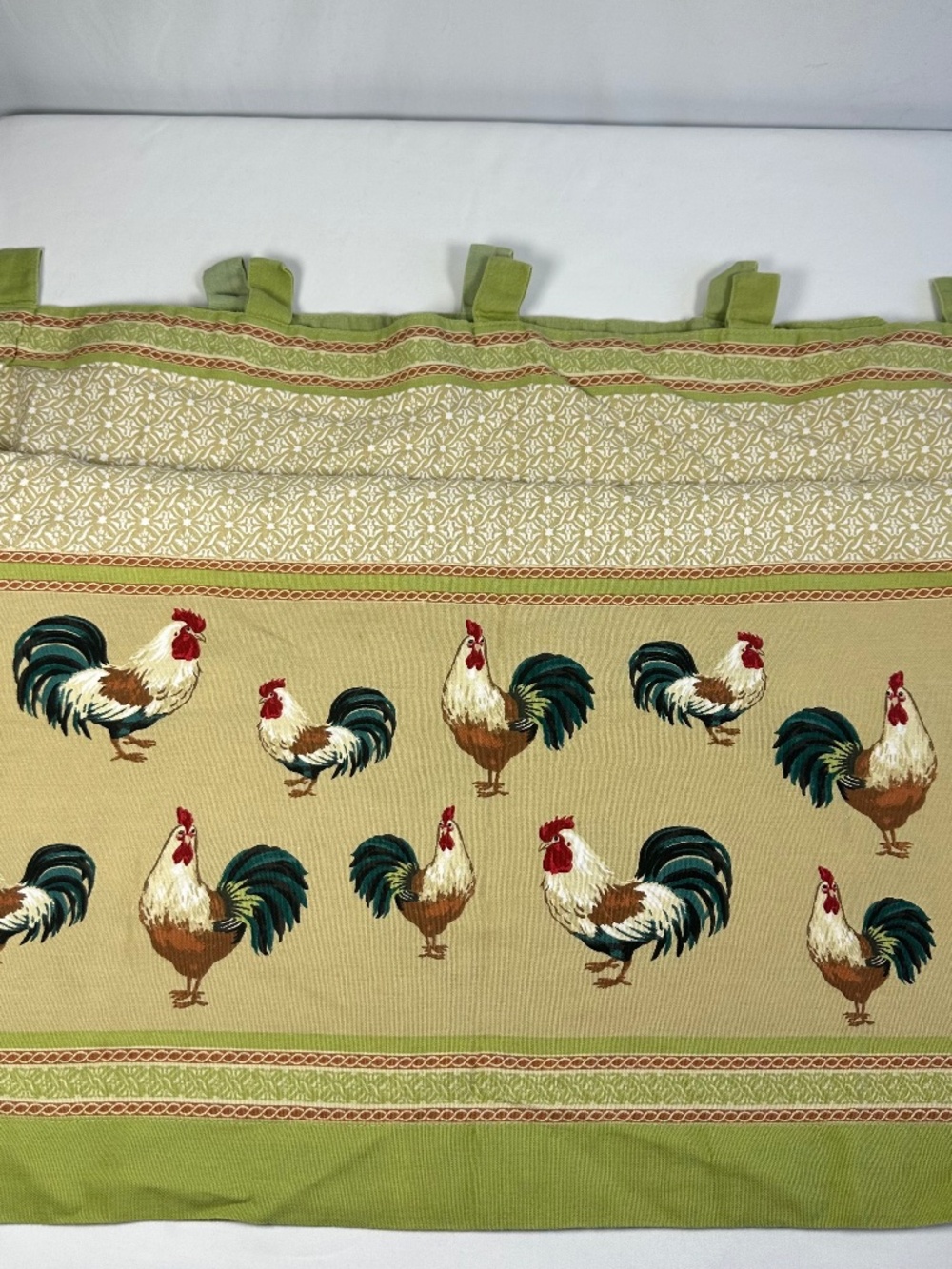 Better Homes Rooster Design 2 Curtain Panels & Valance Olive Green and Beige